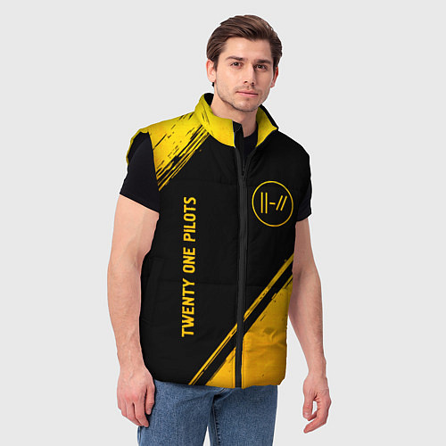 Мужской жилет Twenty One Pilots - gold gradient вертикально / 3D-Черный – фото 3