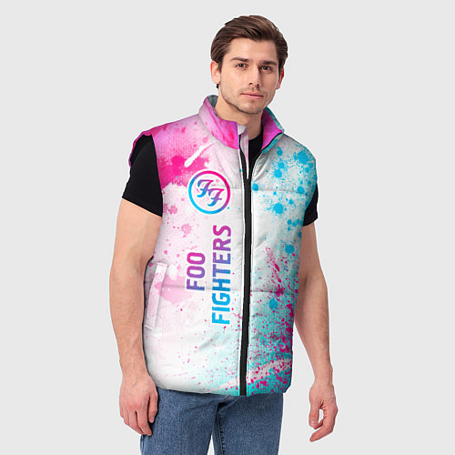 Мужской жилет Foo Fighters neon gradient style по-вертикали / 3D-Черный – фото 3