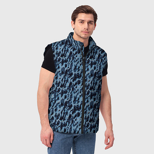 Мужской жилет Размытый пятнистый синий / 3D-Черный – фото 3
