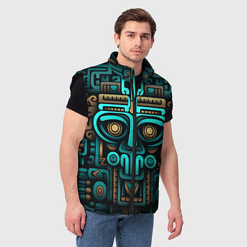 Мужской жилет Орнамент в ацтекском стиле / 3D-Черный – фото 3