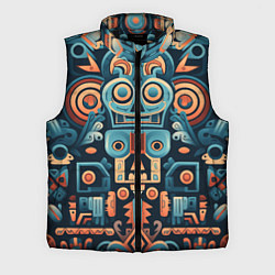 Мужской жилет Симметричный абстрактный паттерн в ацтекском стиле, цвет: 3D-черный