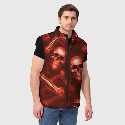 Мужской жилет Красные черепа и кости / 3D-Черный – фото 3