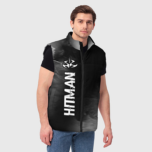 Мужской жилет Hitman glitch на темном фоне по-вертикали / 3D-Черный – фото 3