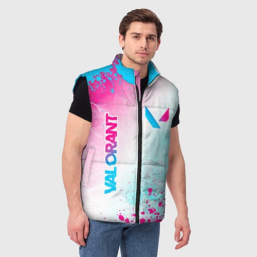 Мужской жилет Valorant neon gradient style вертикально / 3D-Черный – фото 3