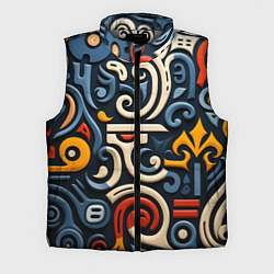 Мужской жилет Абстрактный цветной паттерн в славянском стиле, цвет: 3D-светло-серый