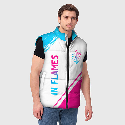 Мужской жилет In Flames neon gradient style вертикально / 3D-Черный – фото 3