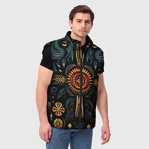 Мужской жилет Паттерн в славянской стилистике / 3D-Черный – фото 3