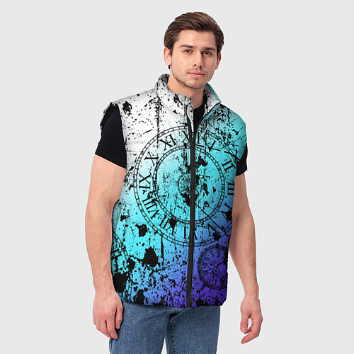 Мужской жилет Часы время градиент / 3D-Черный – фото 3