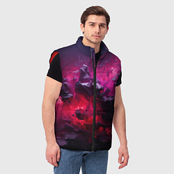 Мужской жилет Фиолетовые элементы абстракция, цвет: 3D-красный — фото 2
