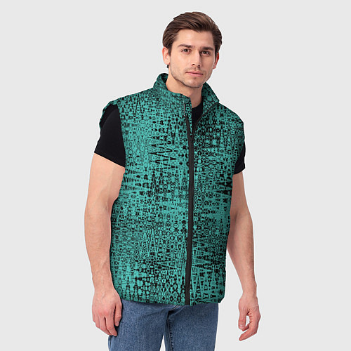 Мужской жилет Абстракция сине-зелёный / 3D-Черный – фото 3