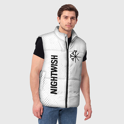 Мужской жилет Nightwish glitch на светлом фоне вертикально / 3D-Черный – фото 3