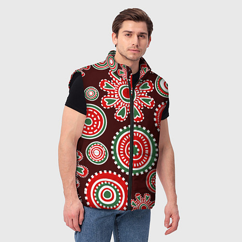 Мужской жилет Новогодний принт красный / 3D-Черный – фото 3