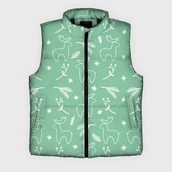 Мужской жилет Зеленый рождественский узор с оленями, цвет: 3D-черный