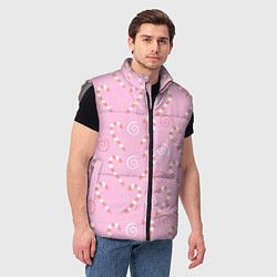Мужской жилет Новогодний леденец-трость, цвет: 3D-светло-серый — фото 2