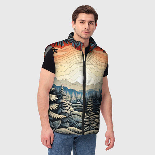 Мужской жилет Искрящиеся снежинки в вальсе волшебства / 3D-Светло-серый – фото 3