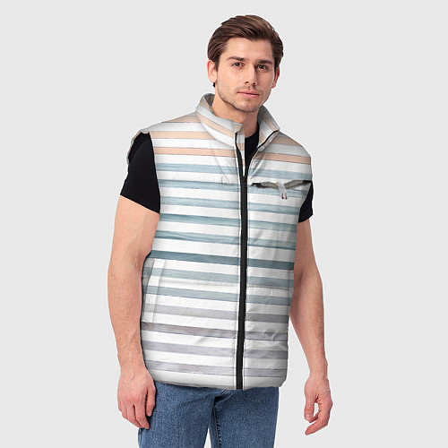Мужской жилет Море скрытое в полосках тельняшки чайка / 3D-Черный – фото 3
