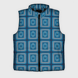 Мужской жилет Вязаный синий узор, цвет: 3D-черный