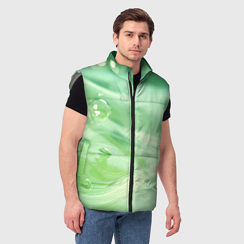 Мужской жилет Зеленая вода с пузырями / 3D-Светло-серый – фото 3