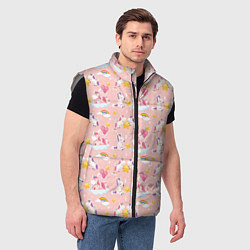 Мужской жилет Единороги паттерн праздник, цвет: 3D-светло-серый — фото 2