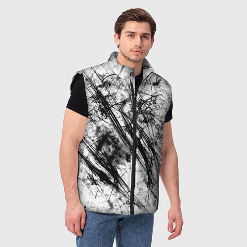 Мужской жилет Чёрно белые узоры / 3D-Черный – фото 3