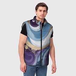 Мужской жилет Абстрактный волнистый узор фиолетовый с голубым, цвет: 3D-светло-серый — фото 2