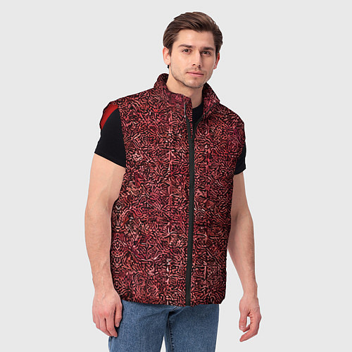 Мужской жилет Чёрные и красные мазки / 3D-Красный – фото 3