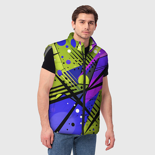 Мужской жилет Хаотичная абстракция поп-арт / 3D-Светло-серый – фото 3