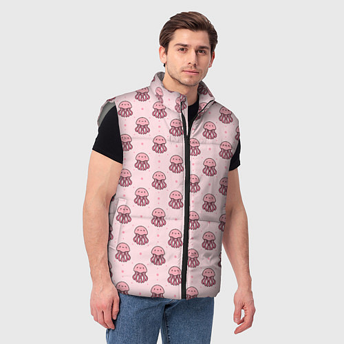 Мужской жилет Розовая медуза / 3D-Светло-серый – фото 3