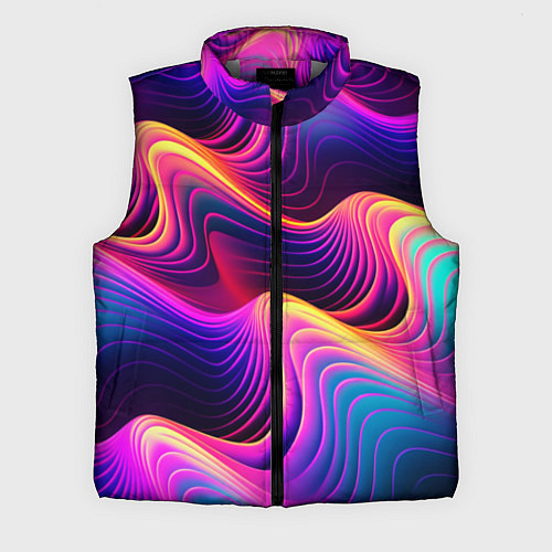 Мужской жилет Неоновый узор неоновая волна / 3D-Светло-серый – фото 1