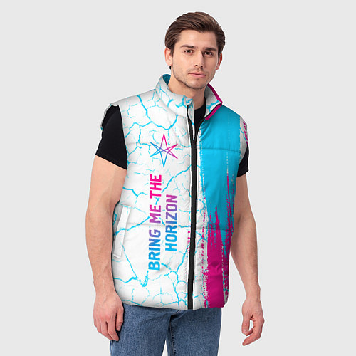 Мужской жилет Bring Me the Horizon neon gradient style по-вертик / 3D-Черный – фото 3