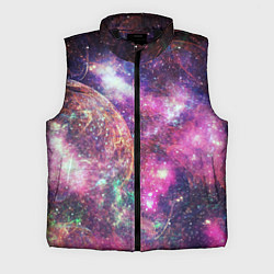 Мужской жилет Пурпурные космические туманности со звездами, цвет: 3D-черный