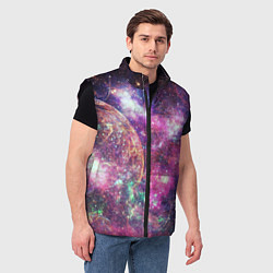 Мужской жилет Пурпурные космические туманности со звездами, цвет: 3D-черный — фото 2