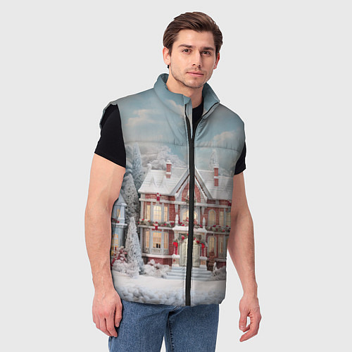 Мужской жилет Звездное кружево новогодней ночи / 3D-Черный – фото 3