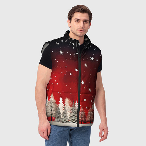 Мужской жилет Морозное утро в деревне / 3D-Светло-серый – фото 3