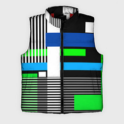 Мужской жилет Геометрический узор сине -зеленый в стиле пэчворк
