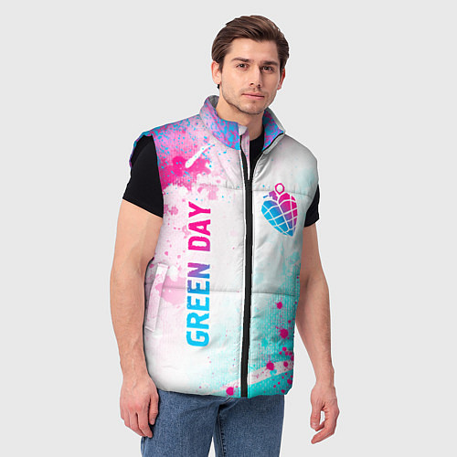 Мужской жилет Green Day neon gradient style вертикально / 3D-Черный – фото 3