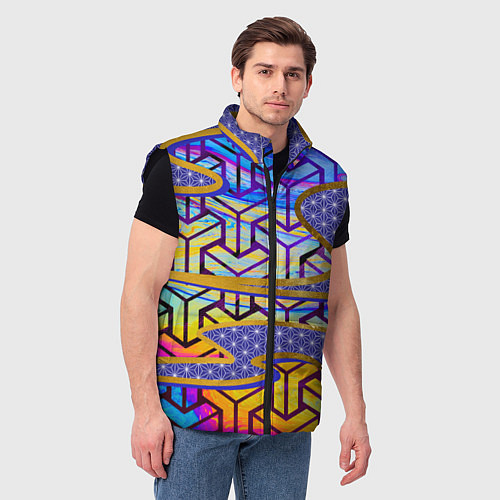 Мужской жилет Ядовитое кимоно: асаноха в тумане / 3D-Черный – фото 3