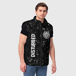 Мужской жилет Disturbed glitch на темном фоне вертикально, цвет: 3D-черный — фото 2