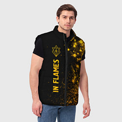 Мужской жилет In Flames - gold gradient по-вертикали, цвет: 3D-черный — фото 2