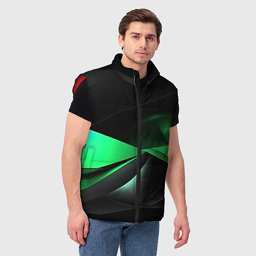 Мужской жилет Трехмерность зеленой фигуры / 3D-Красный – фото 3
