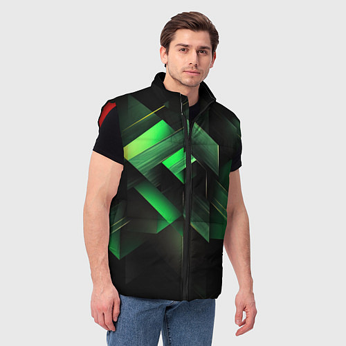 Мужской жилет Асимметричный узор зелени / 3D-Красный – фото 3