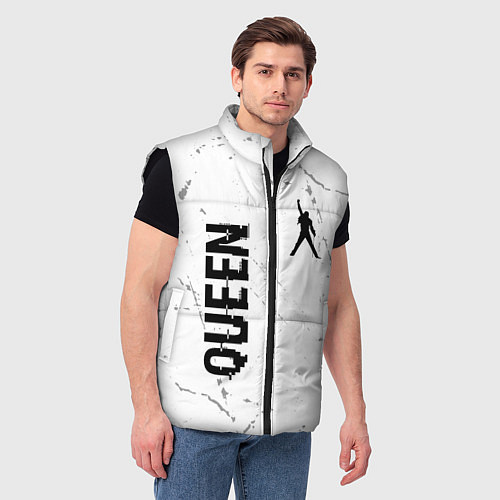 Мужской жилет Queen glitch на светлом фоне вертикально / 3D-Черный – фото 3