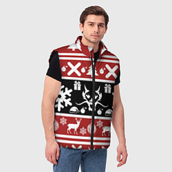 Мужской жилет Новогодний дракон и олени, цвет: 3D-черный — фото 2