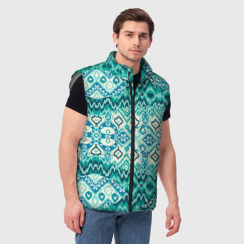 Мужской жилет Орнамент узбекского народа - икат / 3D-Светло-серый – фото 3