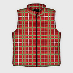 Мужской жилет Новогодняя клетка, цвет: 3D-красный
