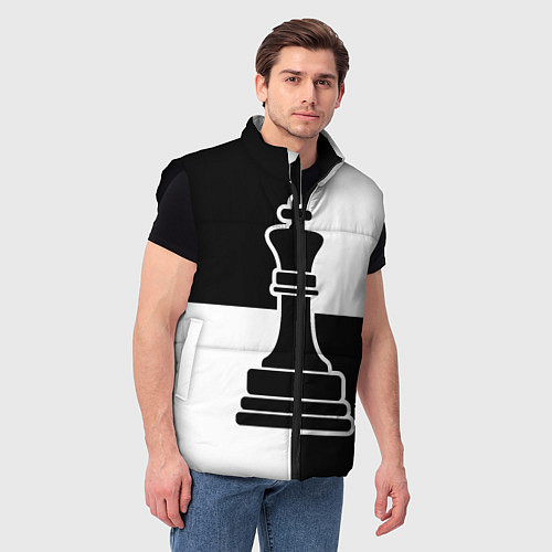 Мужской жилет Шахматы - ферзь / 3D-Черный – фото 3