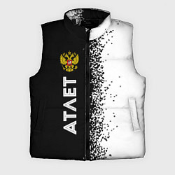 Мужской жилет Атлет из России и герб РФ по-вертикали, цвет: 3D-черный