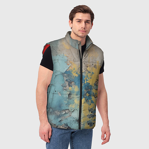 Мужской жилет Гранжевая стена с краской / 3D-Красный – фото 3