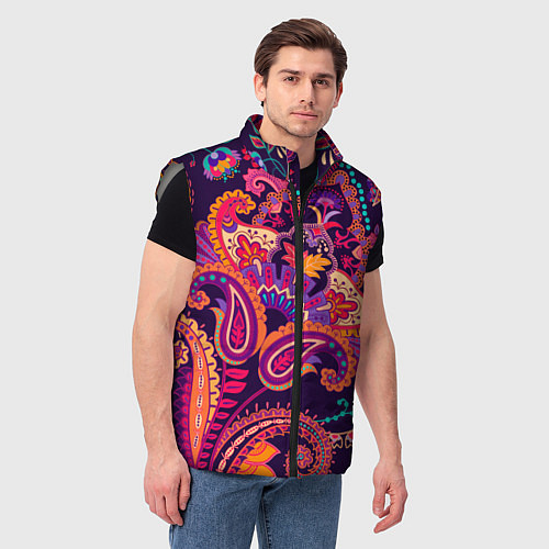 Мужской жилет Индийские этнические узоры / 3D-Светло-серый – фото 3