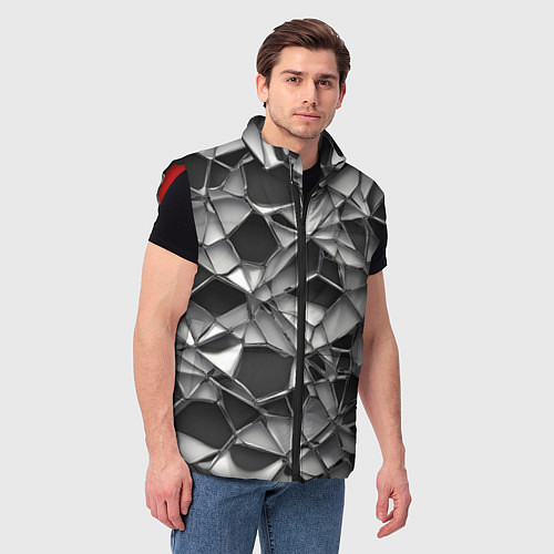 Мужской жилет Чёрно-белая сетка / 3D-Красный – фото 3